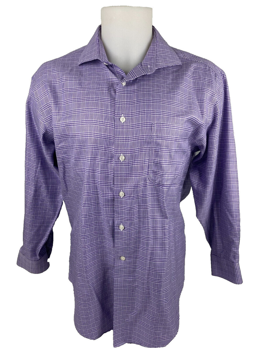 Jos A. Bank Reserve Dress Shirt Men 16.5 33 Purple Egyptian Cotton Check